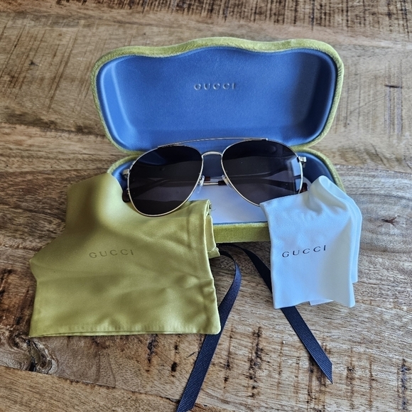 GUCCI Men's 61mm aviator sunglasses Gg0969s Brown Gold Authentic New - Picture 3 of 14